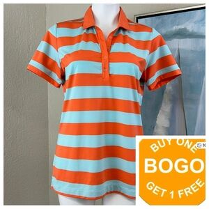 Nike Dri-fit Polo Top in Orange & Light Blue. Short sleeve  size Women’s large